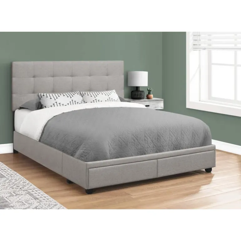 Queen Bed with 2-Drawer Storage and Headboard (60") - Monarch