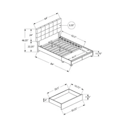 Queen Bed with 2-Drawer Storage and Headboard (60