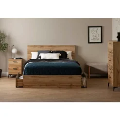 Queen Bed with 2-Drawer Storage and Headboard (60