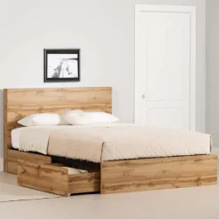 Queen Bed with 2-Drawer Storage and Headboard (60