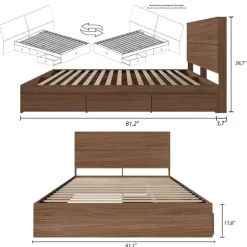 Queen Bed with 3-Drawer Storage and Headboard (60