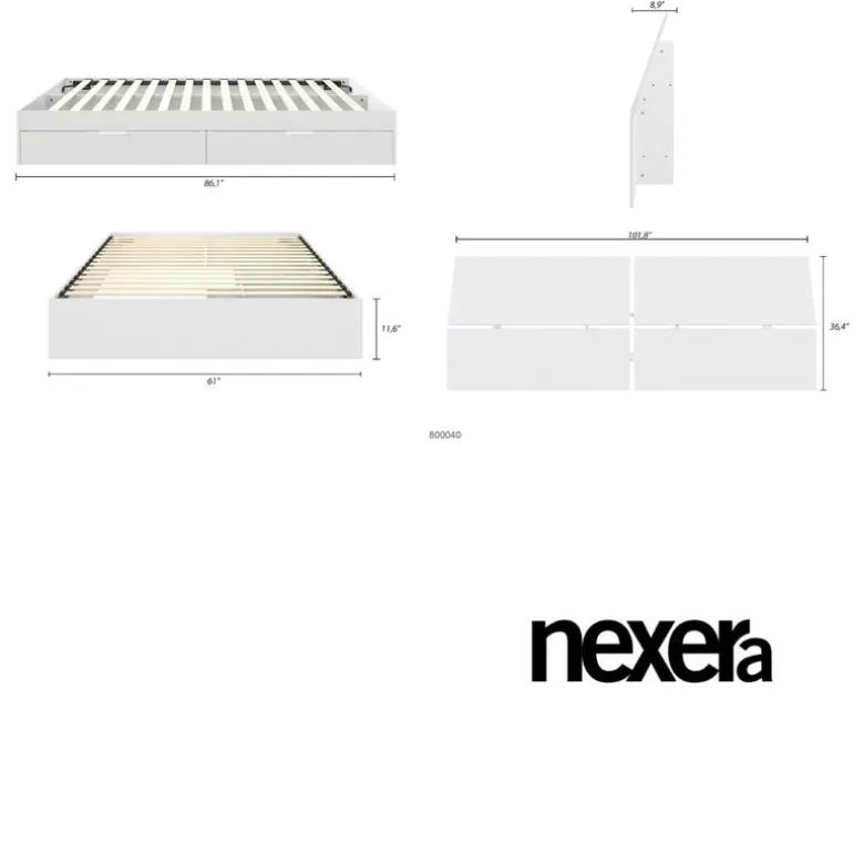 Queen Bed with 2-Drawer Storage and Headboard (60") - Nexera