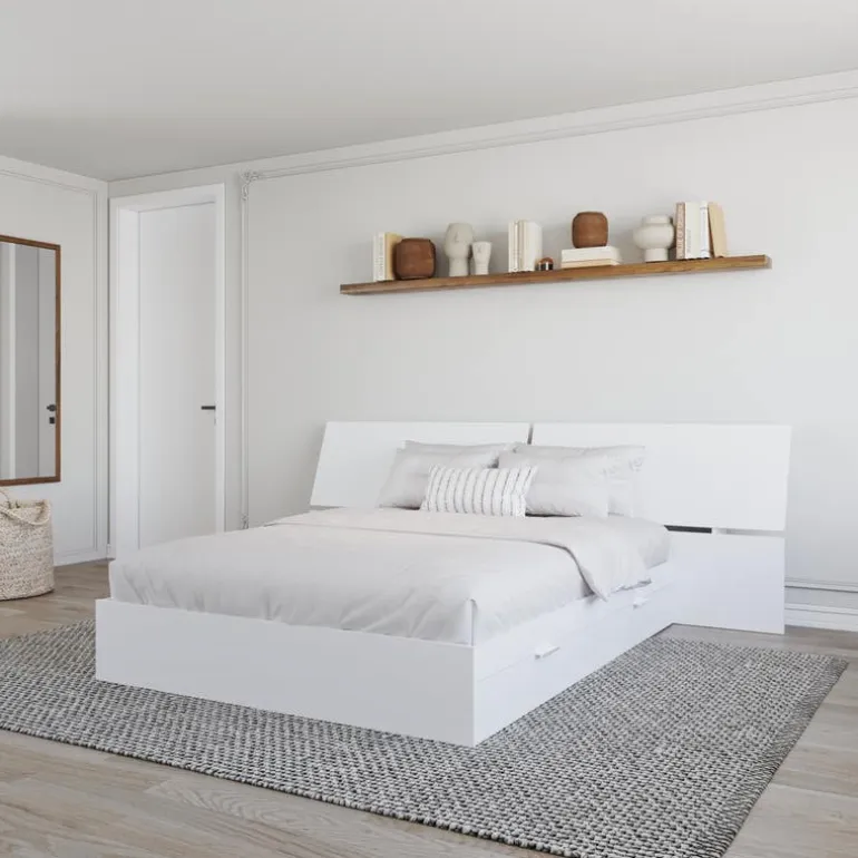 Queen Bed with 2-Drawer Storage and Headboard (60") - Nexera
