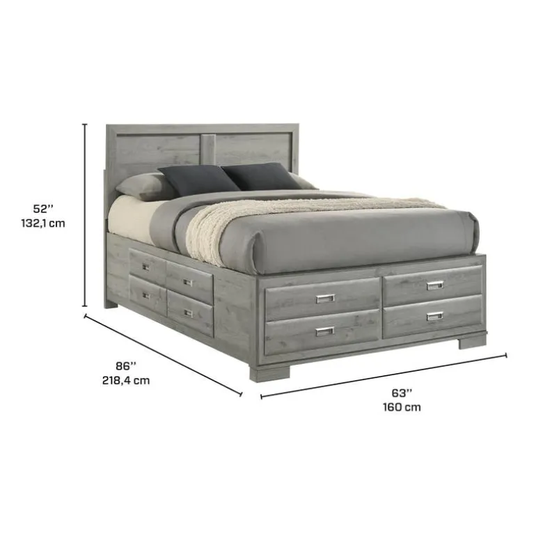 Queen Bed with Drawers & Headboard - 60"