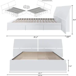 Queen Bed with Headboard (60