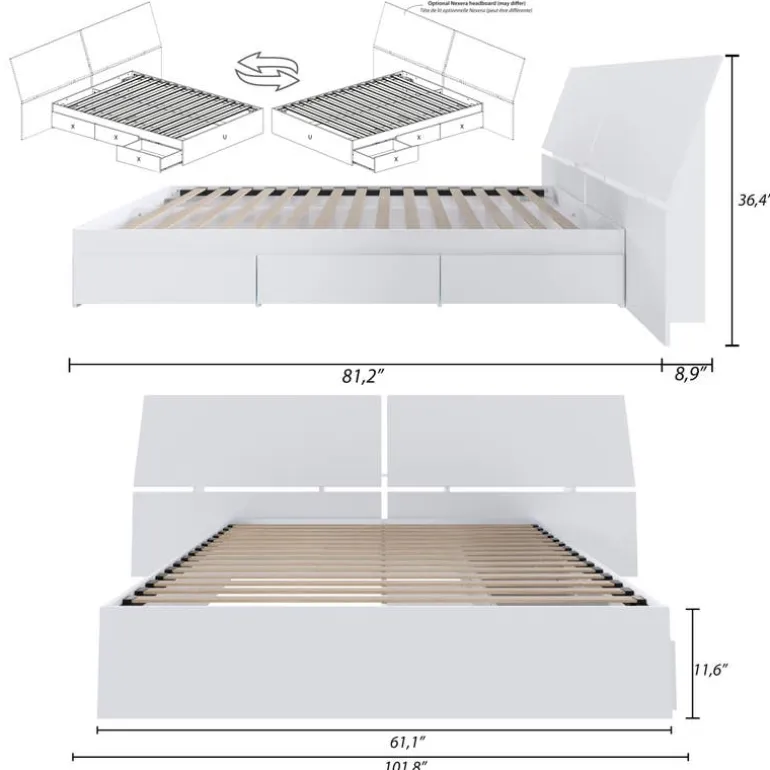 Queen Bed with Headboard (60") - Nexera