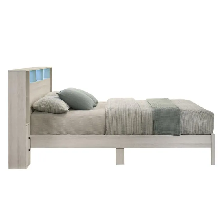 Queen Bed with LED, Wireless Charger, USB and Storage - 60"