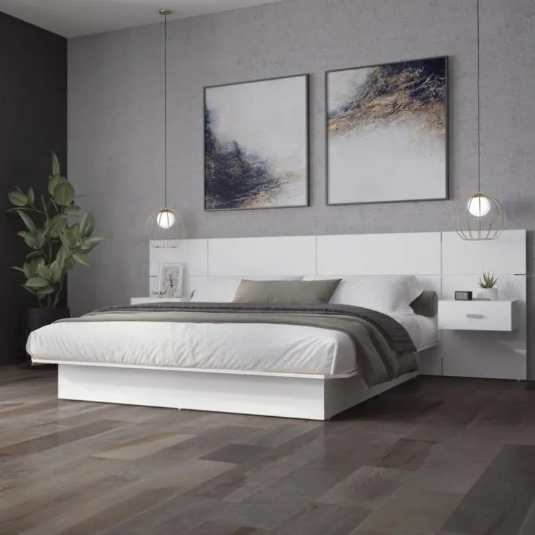 Queen Bed with Wall Units and Nightstands (60")