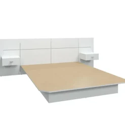 Queen Bed with Wall Units and Nightstands (60