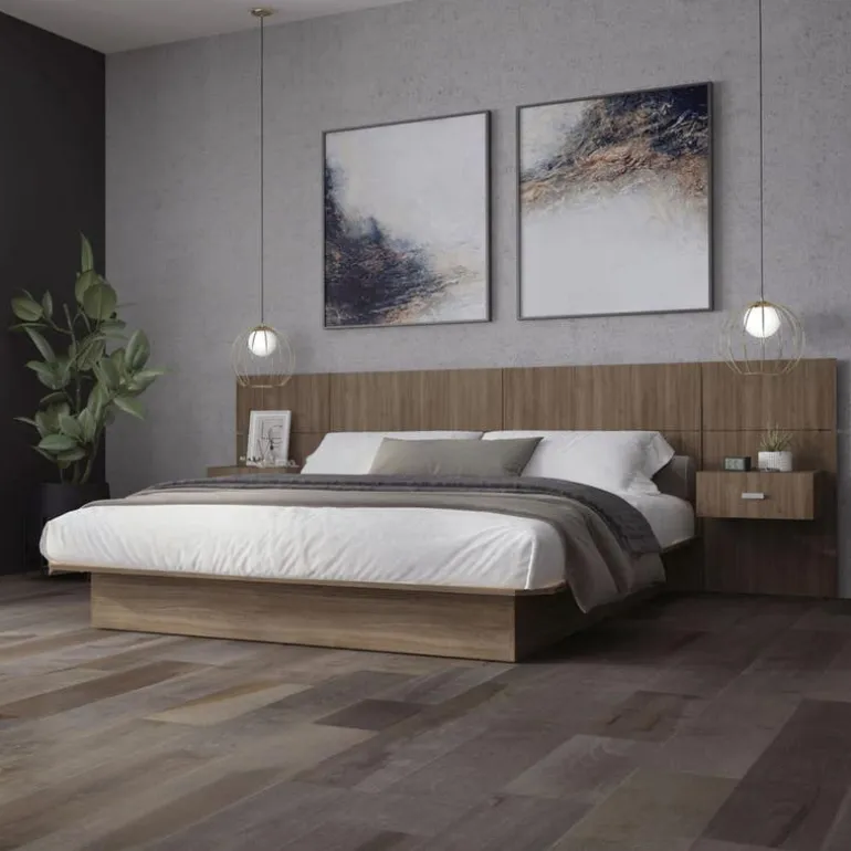 Queen Bed with Wall Units and Nightstands (60")