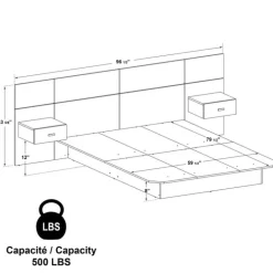 Queen Bed with Wall Units and Nightstands (60")