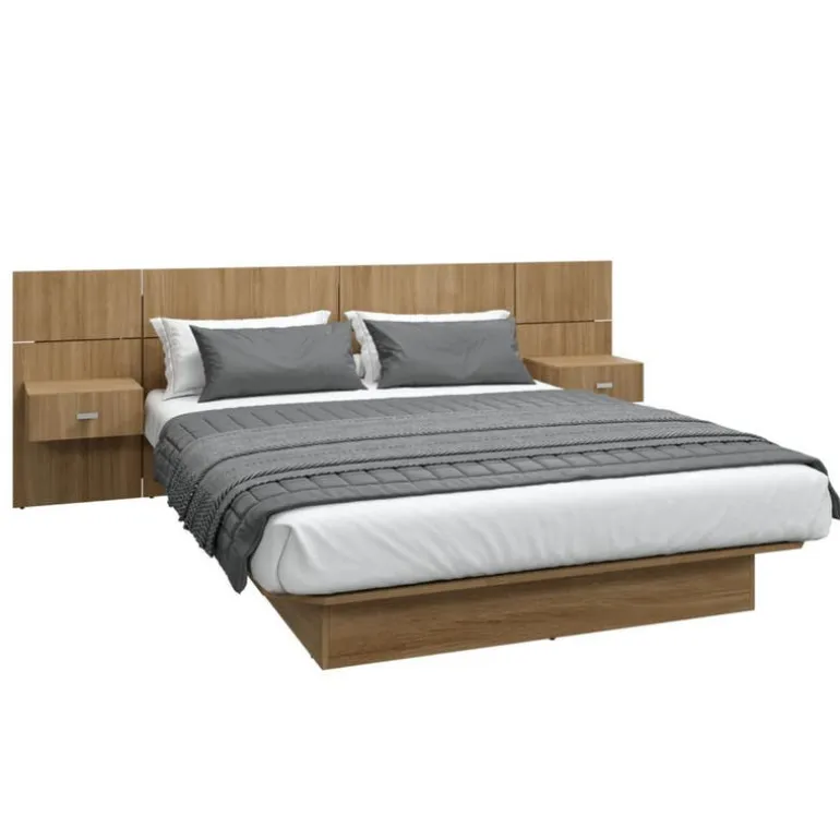 Queen Bed with Wall Units and Nightstands (60")