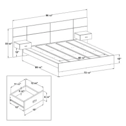 Queen Bed with Wall Units & Nightstands (60")