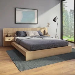 Queen Bed with Wall Units & Nightstands (60")