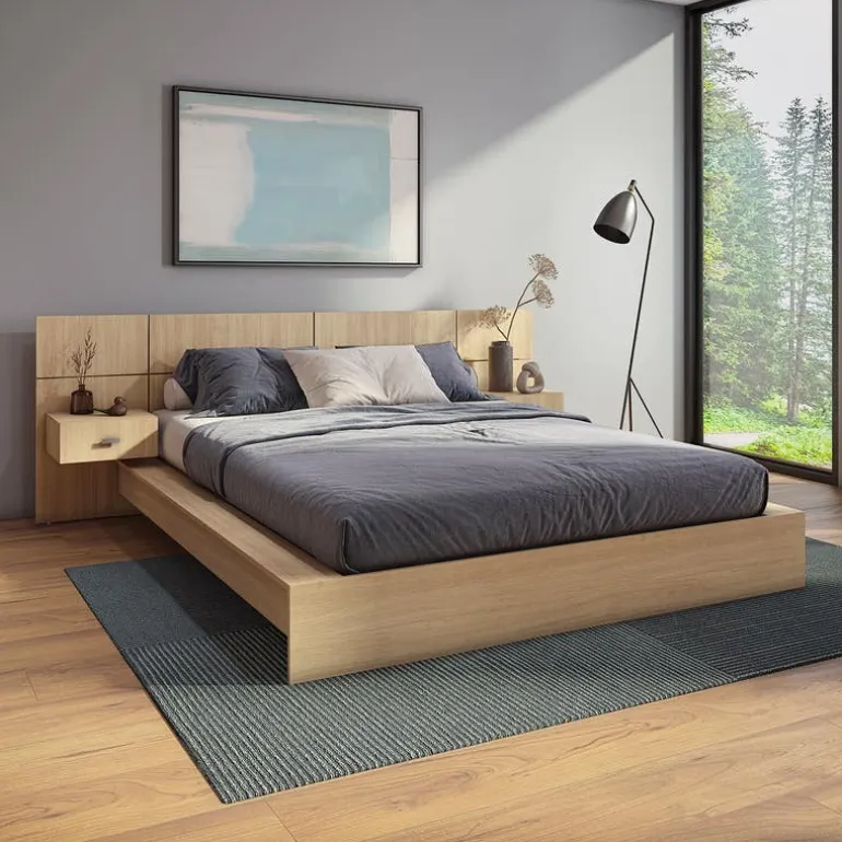 Queen Bed with Wall Units & Nightstands (60")