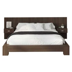 Queen Bed with Wall Units and Nightstands (60