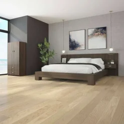 Queen Bed with Wall Units and Nightstands (60