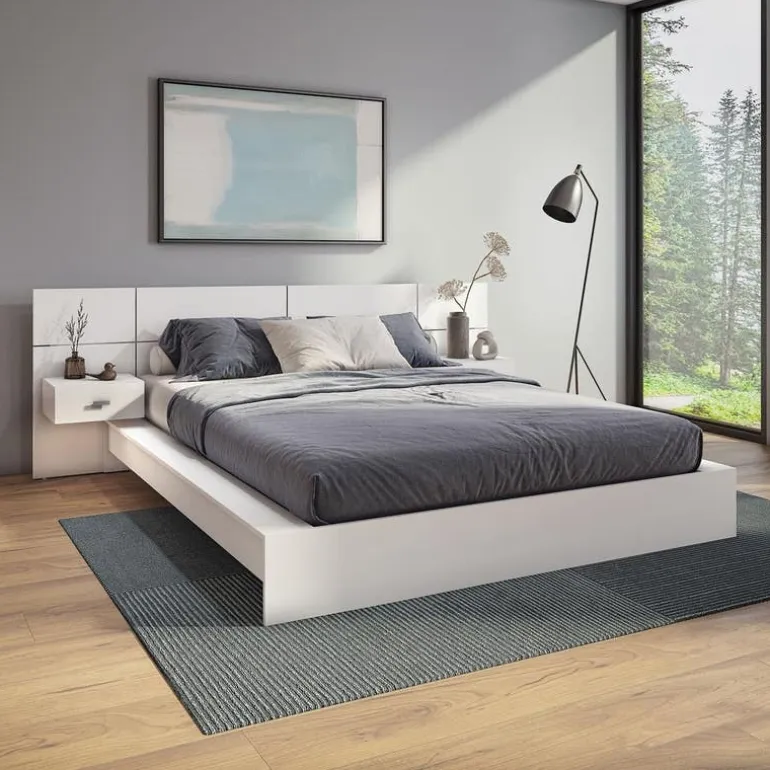 Queen Bed with Wall Units & Nightstands (60")