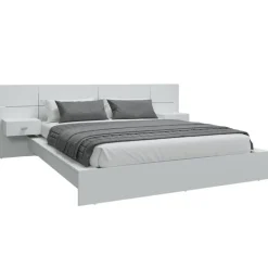 Queen Bed with Wall Units & Nightstands (60