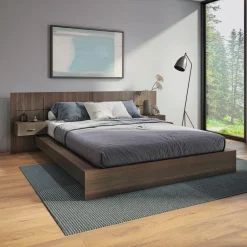 Queen Bed with Wall Units & Nightstands (60