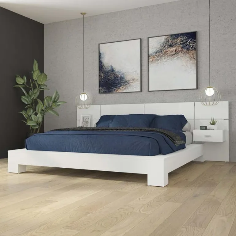Queen Bed with Wall Units and Nightstands (60")
