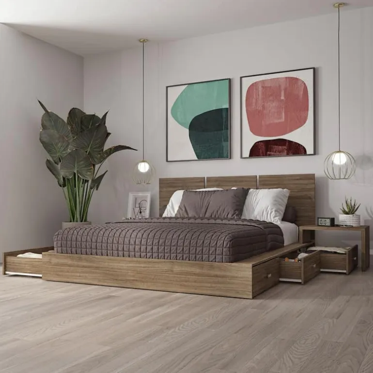 Queen Bedroom Set with 6-Drawer Storage (60") - 4 pcs