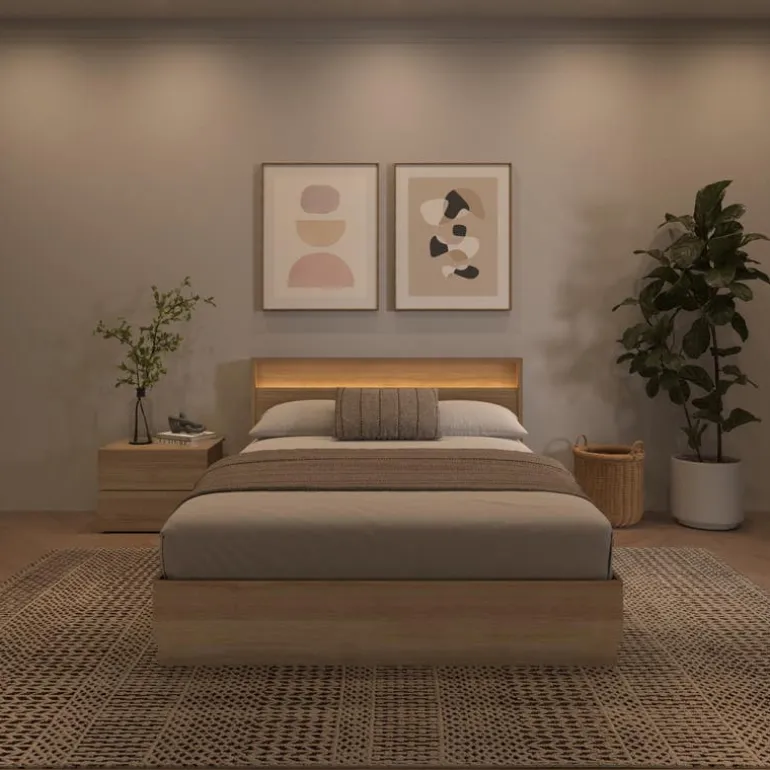 Queen Bedroom Set with Lighting (60") - 3 pcs - Nexera