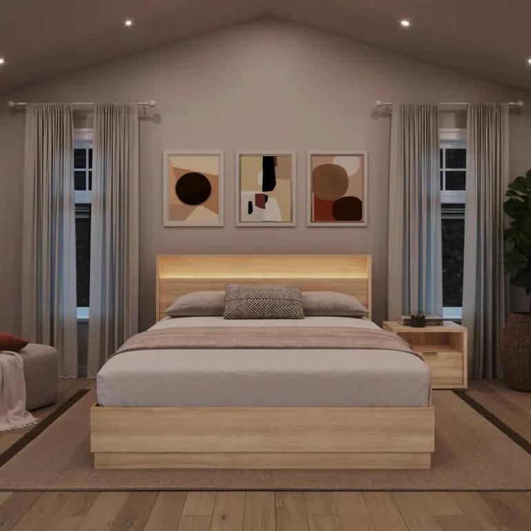 Queen Bedroom Set with Lighting (60") - 3 pcs - Nexera