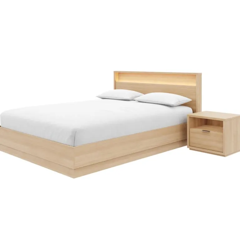 Queen Bedroom Set with Lighting (60") - 3 pcs - Nexera