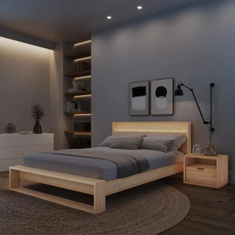 Queen Bedroom Set with Lighting (60") - 3 pcs - Nexera