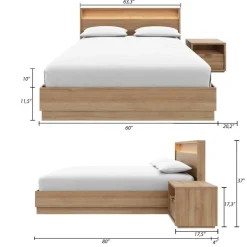 Queen Bedroom Set with Lighting (60") - 3 pcs - Nexera