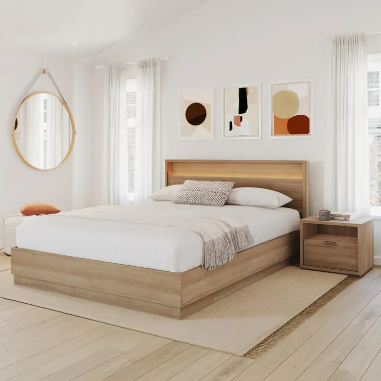 Queen Bedroom Set with Lighting (60") - 3 pcs - Nexera