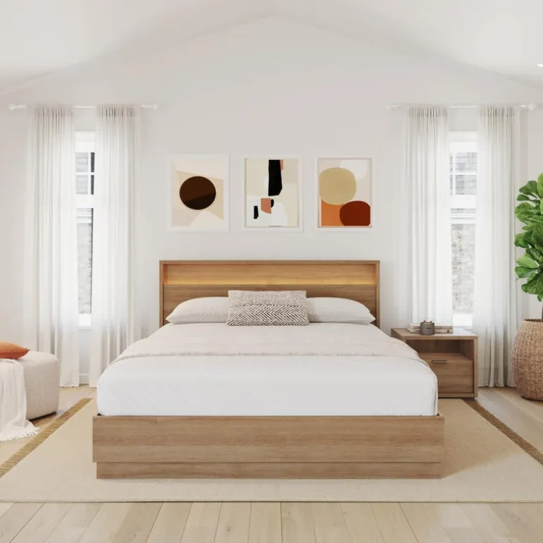 Queen Bedroom Set with Lighting (60") - 3 pcs - Nexera