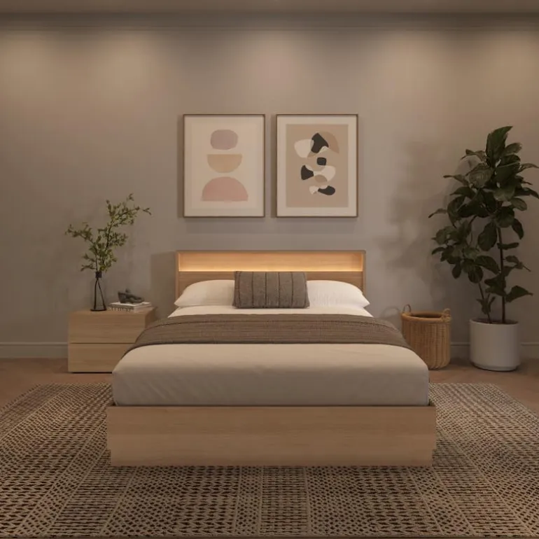 Queen Bedroom Set with Lighting (60") - 4 pcs - Nexera