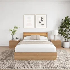 Queen Bedroom Set with Lighting (60") - 4 pcs - Nexera