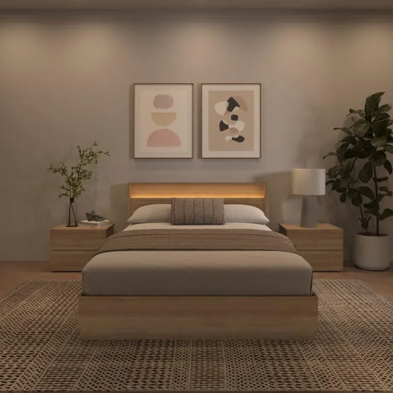 Queen Bedroom Set with Lighting (60") - 4 pcs - Nexera