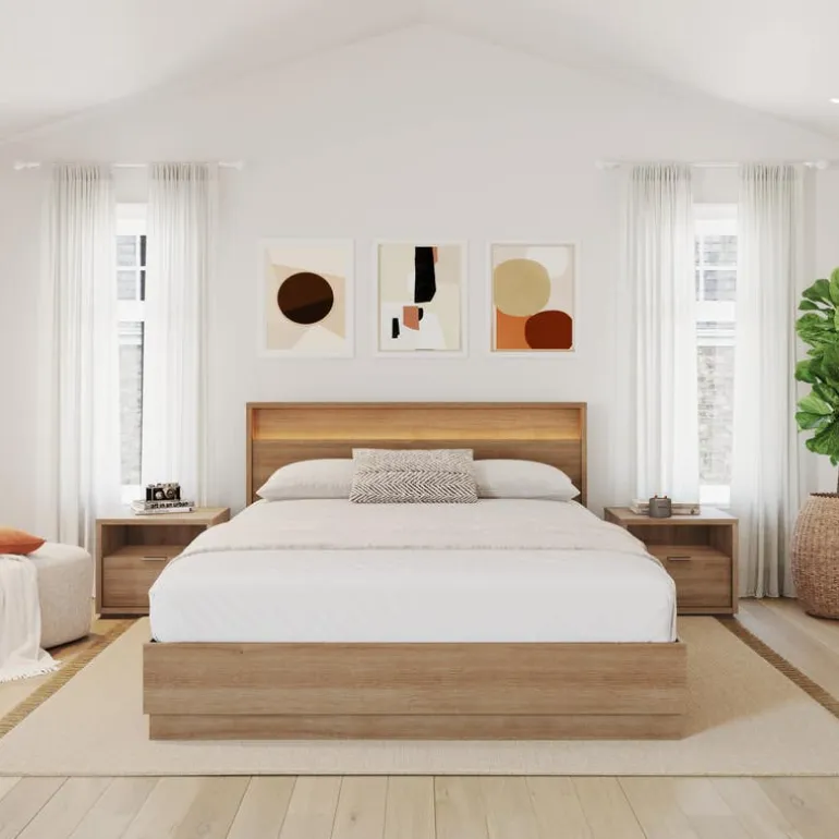 Queen Bedroom Set with Lighting (60") - 4 pcs - Nexera