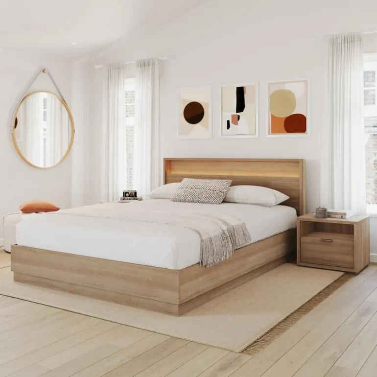 Queen Bedroom Set with Lighting (60") - 4 pcs - Nexera