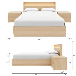 Queen Bedroom Set with Lighting (60") - 4 pcs - Nexera