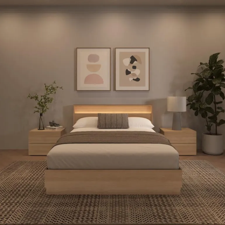 Queen Bedroom Set with Lighting (60") - 4 pcs - Nexera