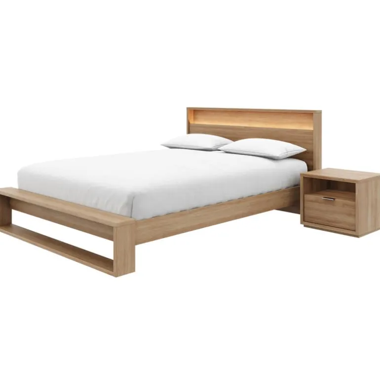 Queen Bedroom Set with Lighting (60") - 3 pcs - Nexera