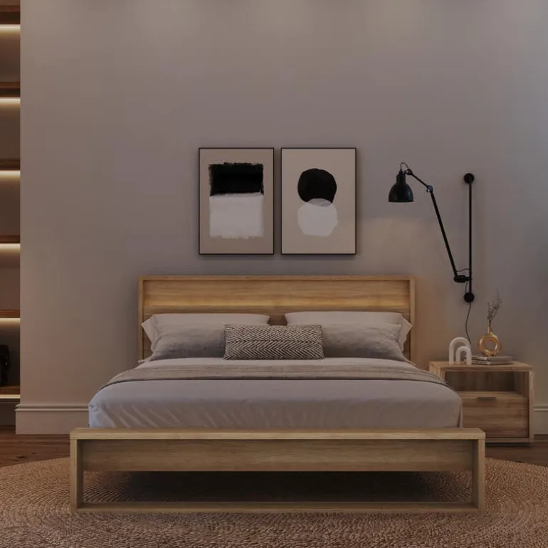 Queen Bedroom Set with Lighting (60") - 3 pcs - Nexera