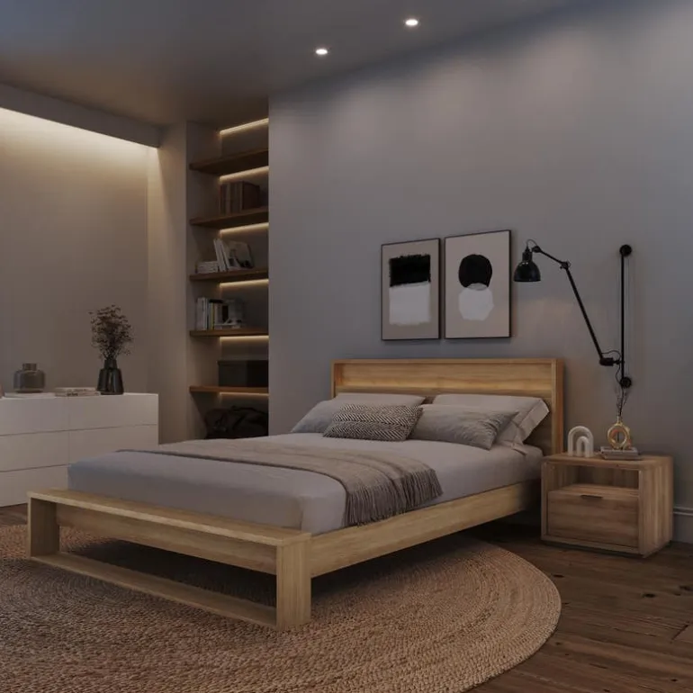Queen Bedroom Set with Lighting (60") - 3 pcs - Nexera