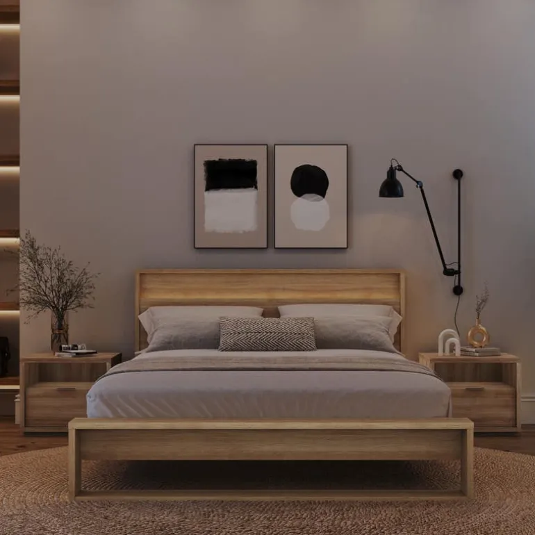Queen Bedroom Set with Lighting (60") - 4 pcs - Nexera
