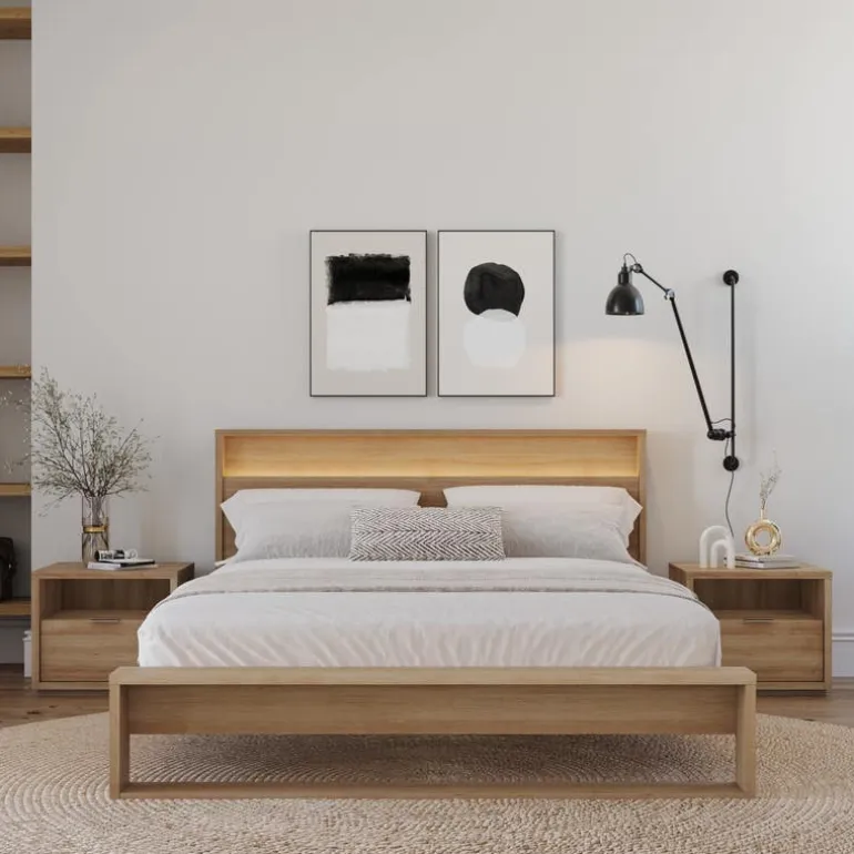 Queen Bedroom Set with Lighting (60") - 4 pcs - Nexera