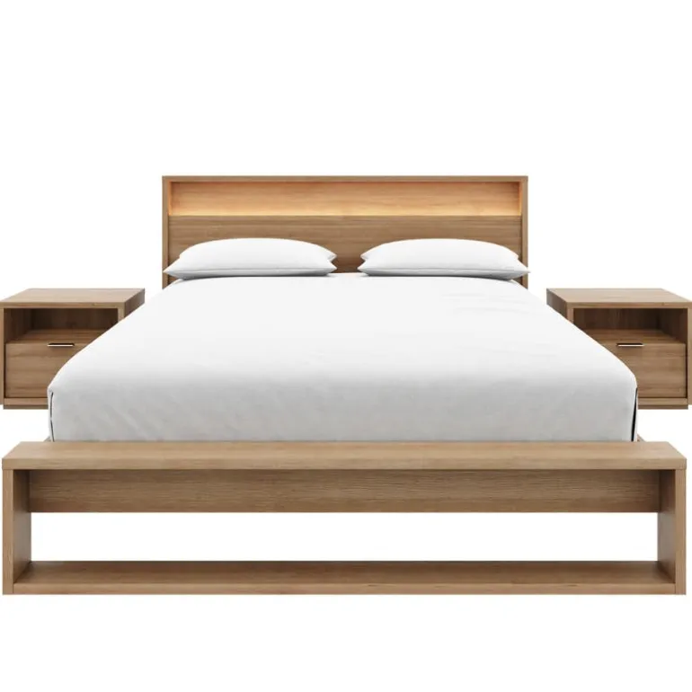 Queen Bedroom Set with Lighting (60") - 4 pcs - Nexera
