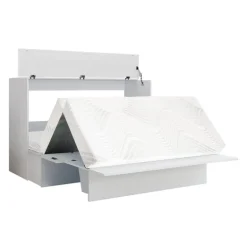 Queen Cabinet Bed with 6.5-inch Mattress - White