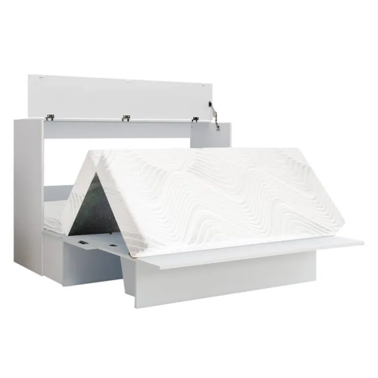 Queen Cabinet Bed with 6.5-inch Mattress - White