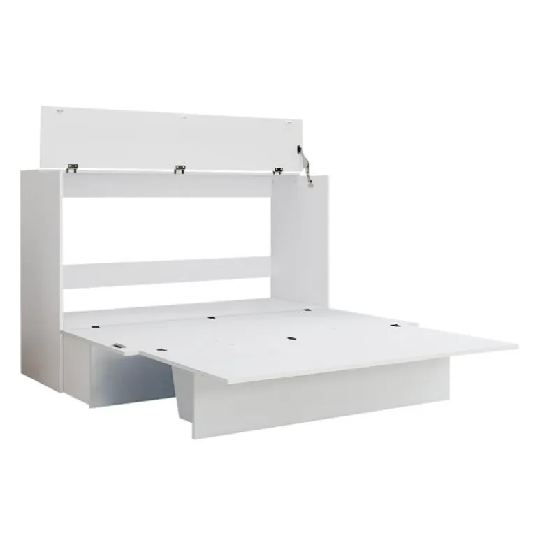 Queen Cabinet Bed with 6.5-inch Mattress - White