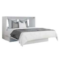 Queen Cabinet Bed with 6.5-inch Mattress - White